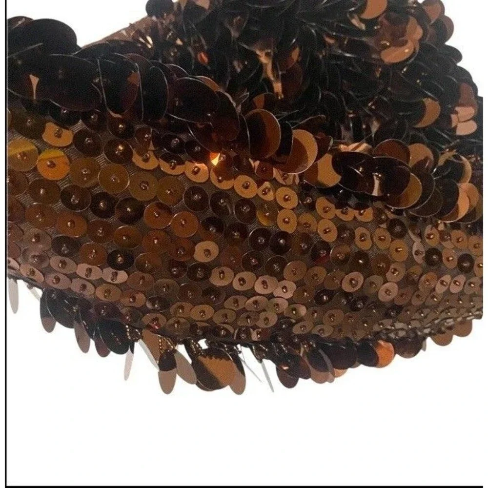 Y2K  2000s Brown Sequin Beaded Shoulder Bag Festival Shoulder Purse Vintage
